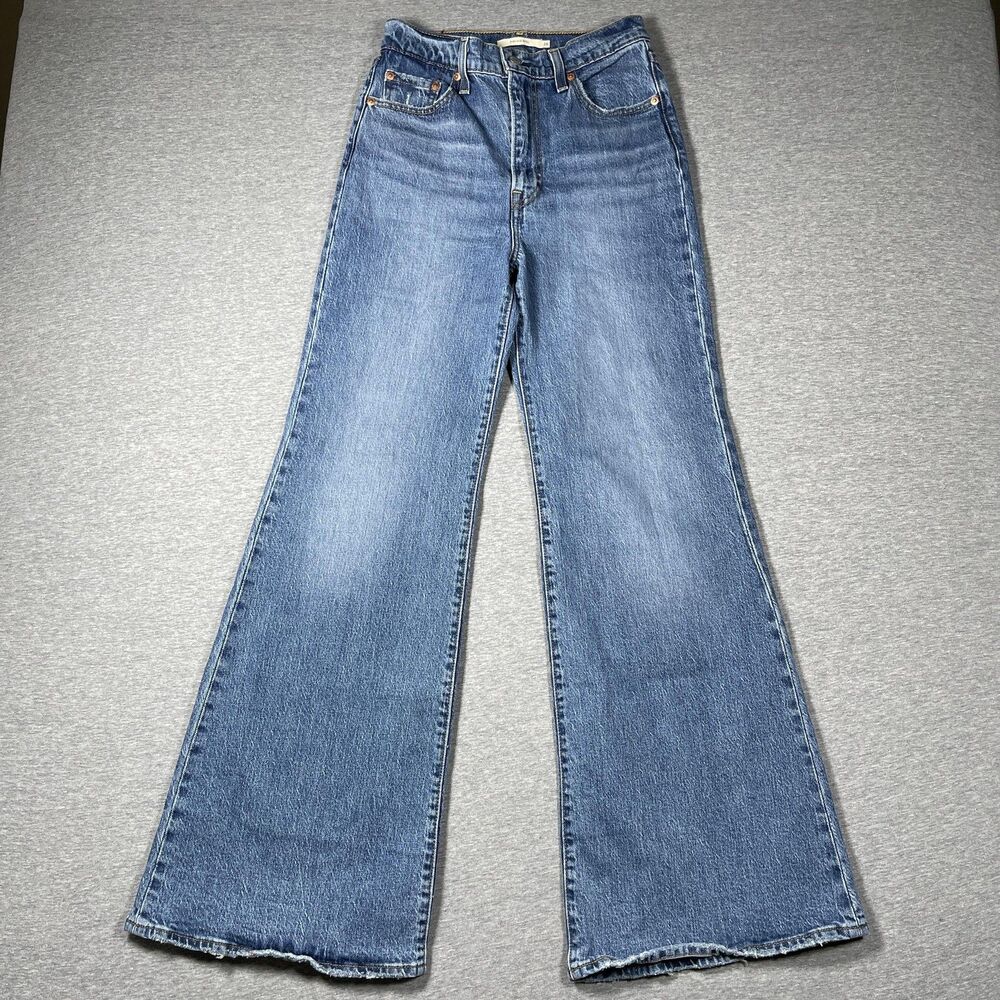 Levi's Ribcage Bell Jeans Womens 26x32 Blue Flared High Rise Denim